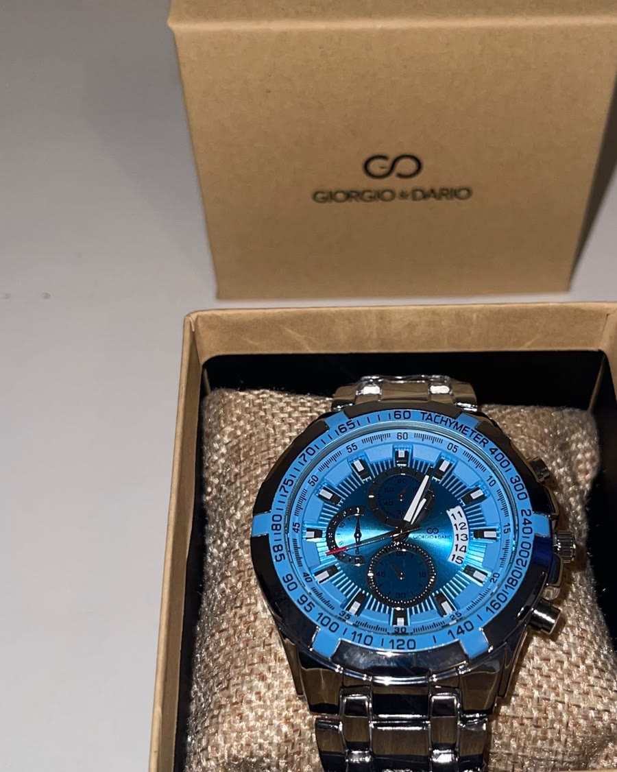 Chronographe homme cadran bleu ciel